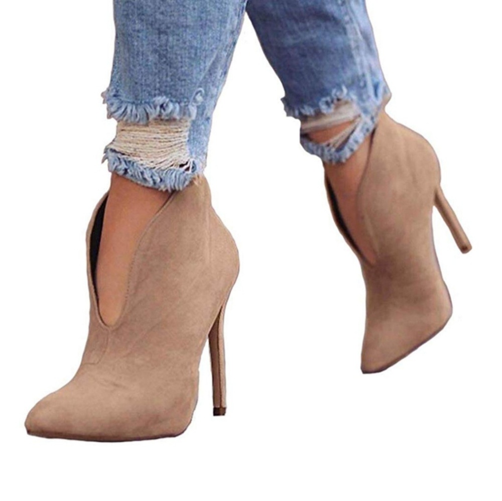Nude faux suade heels